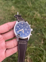 Pilot’s Chronograph Watch - Classic Black/Khaki Dial - Brown Leather Strap