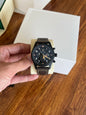 Top Gun Chronograph Watch - Black Case -  Brown Leather Strap