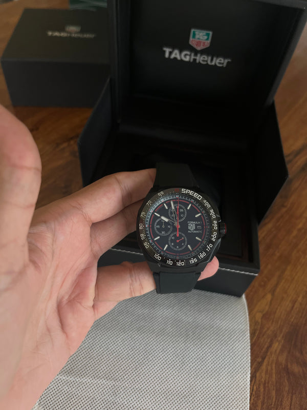 Formula 1 Chronograph Watch - Matt Black Dial - Black Silicone Strap