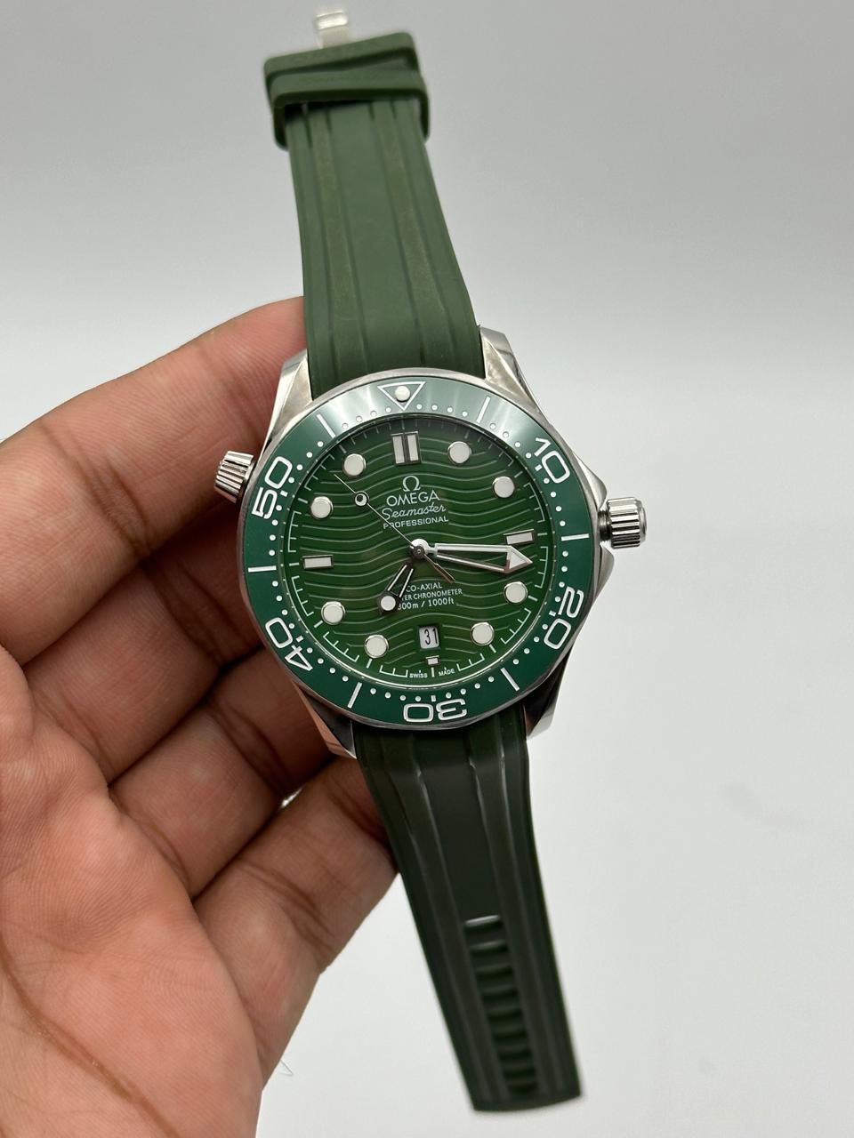 Omega seamaster diver -green dial/bezel - green silicone strap