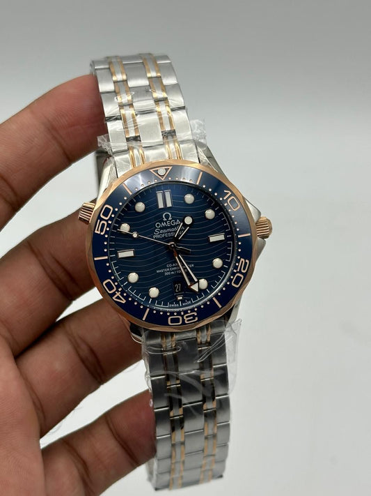 Omega seamaster diver -two tone rose gold/blue -blue dial - two tone bracele