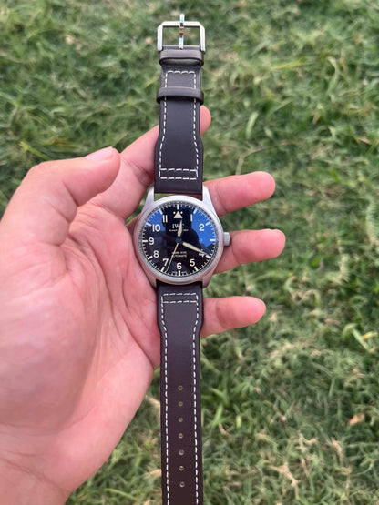 Mark XVIII Pilot's Watch - Classic Black/Khaki Dial Matt Silver Case - Brown Leather Strap
