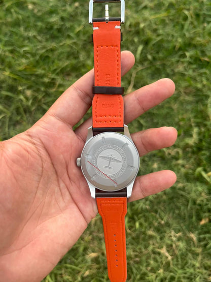 Mark XVIII Pilot's Watch - Classic Black/Khaki Dial Matt Silver Case - Brown Leather Strap