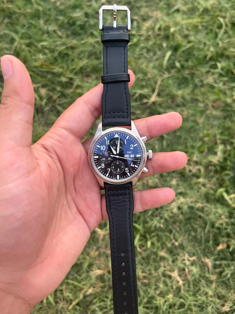 Pilot's Chrono Graph Watch - Le Petit Prine Edition - Black Dial/ Silver Case - Black Leather Strap