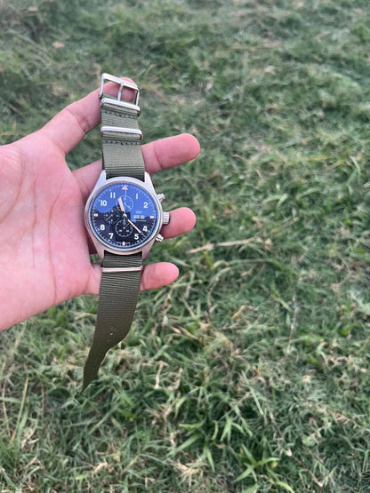 Pilot's Chronograph Watch - Black Dial - Nato Strap