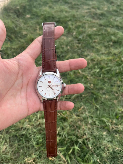 Carrera Clibre 5 - White Dial - Brown Leather Strap