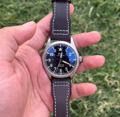 Mark XVIII Pilot's Watch - Classic Black/Khaki Dial Matt Silver Case - Brown Leather Strap