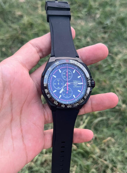 Formula 1 Chronograph Watch - Matt Black Dial - Black Silicone Strap