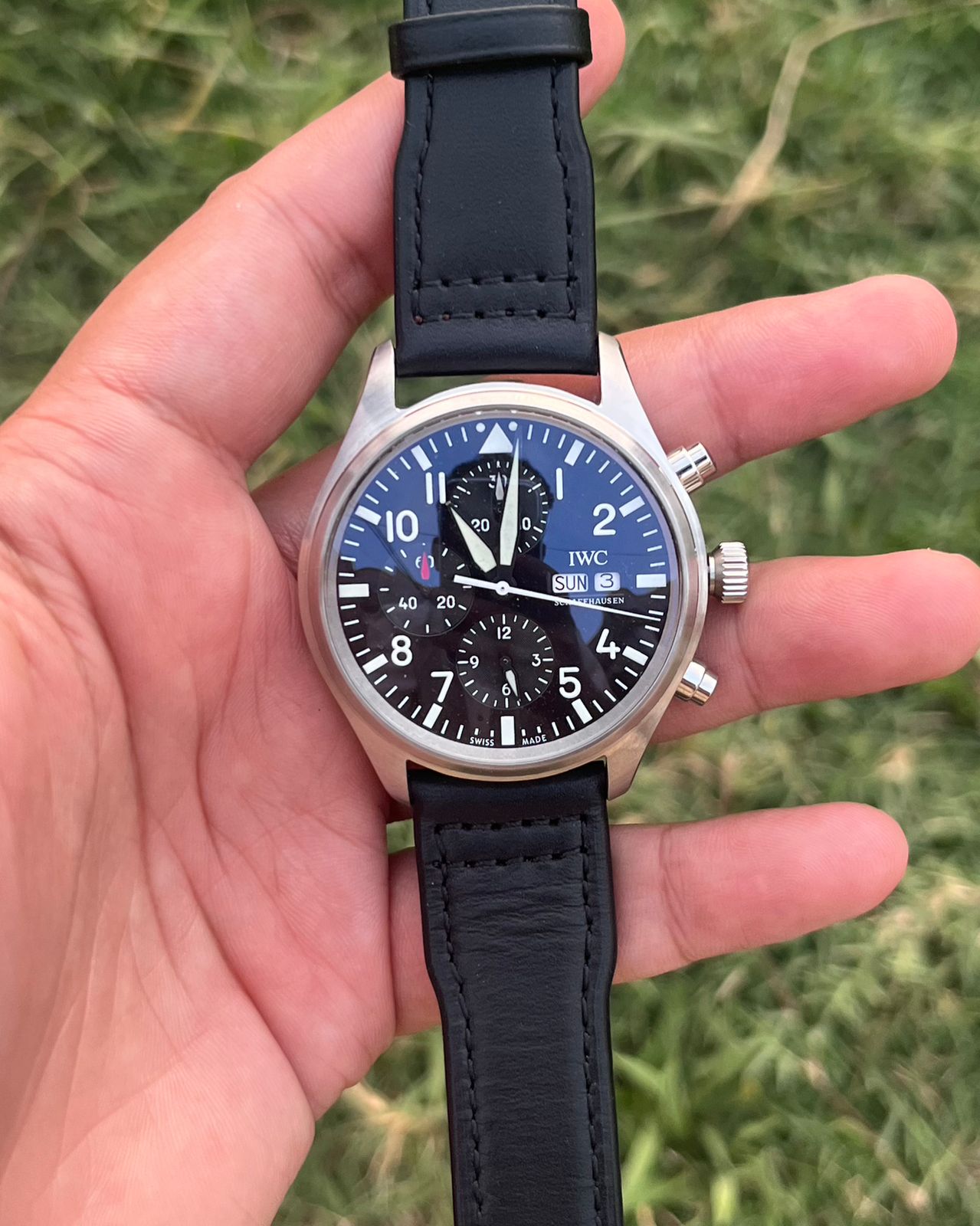 Pilot's Chrono Graph Watch - Le Petit Prine Edition - Black Dial/ Silver Case - Black Leather Strap