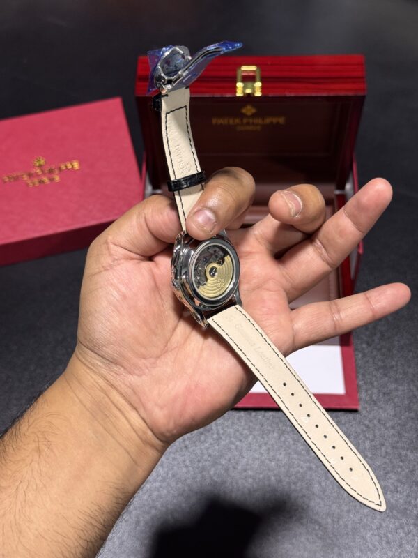 Patek Phillepe Annual calender with Moon Phase - White Dial - Black Leather Strap